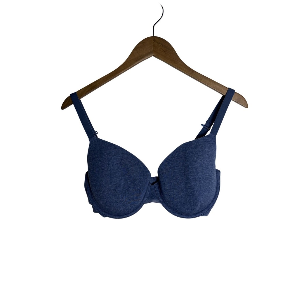 Auden The Everyday T-Shirt Bra Blue Heathered Underwire Convertible‎ 36DD